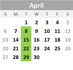 2025 Season Calendar April