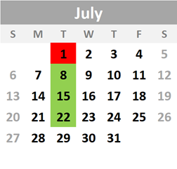 2025 Season Calendar July
